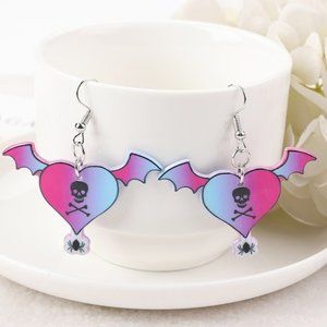 Hearts w/ bat wings earrings